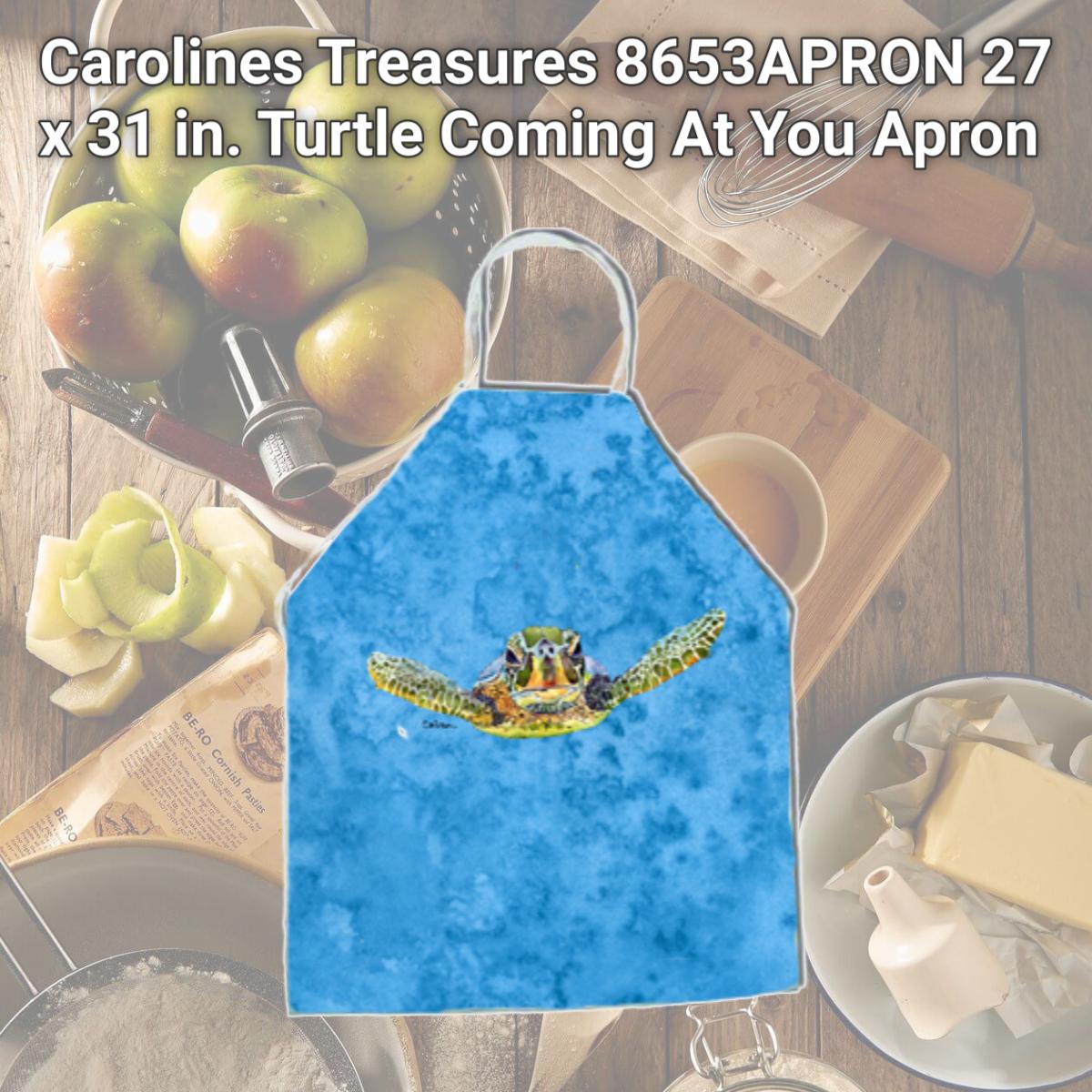 Picture of Carolines Treasures 8653APRON 27 x 31 in. Turtle Coming At You Apron