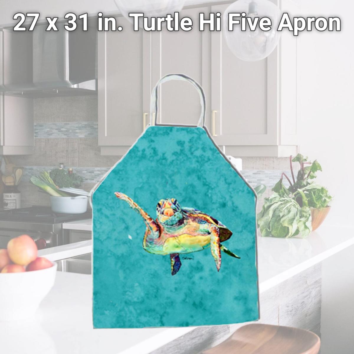 Picture of Carolines Treasures 8672APRON 27 x 31 in. Turtle Hi Five Apron