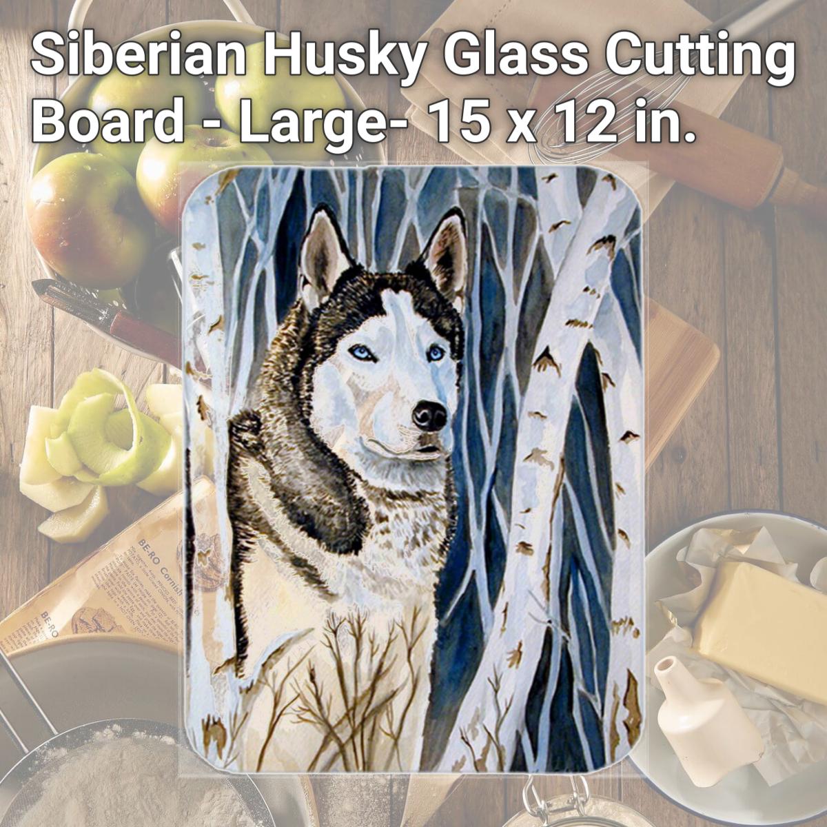 Picture of Carolines Treasures 7137LCB Siberian Husky Glass Cutting Board - Large- 15 x 12 in.