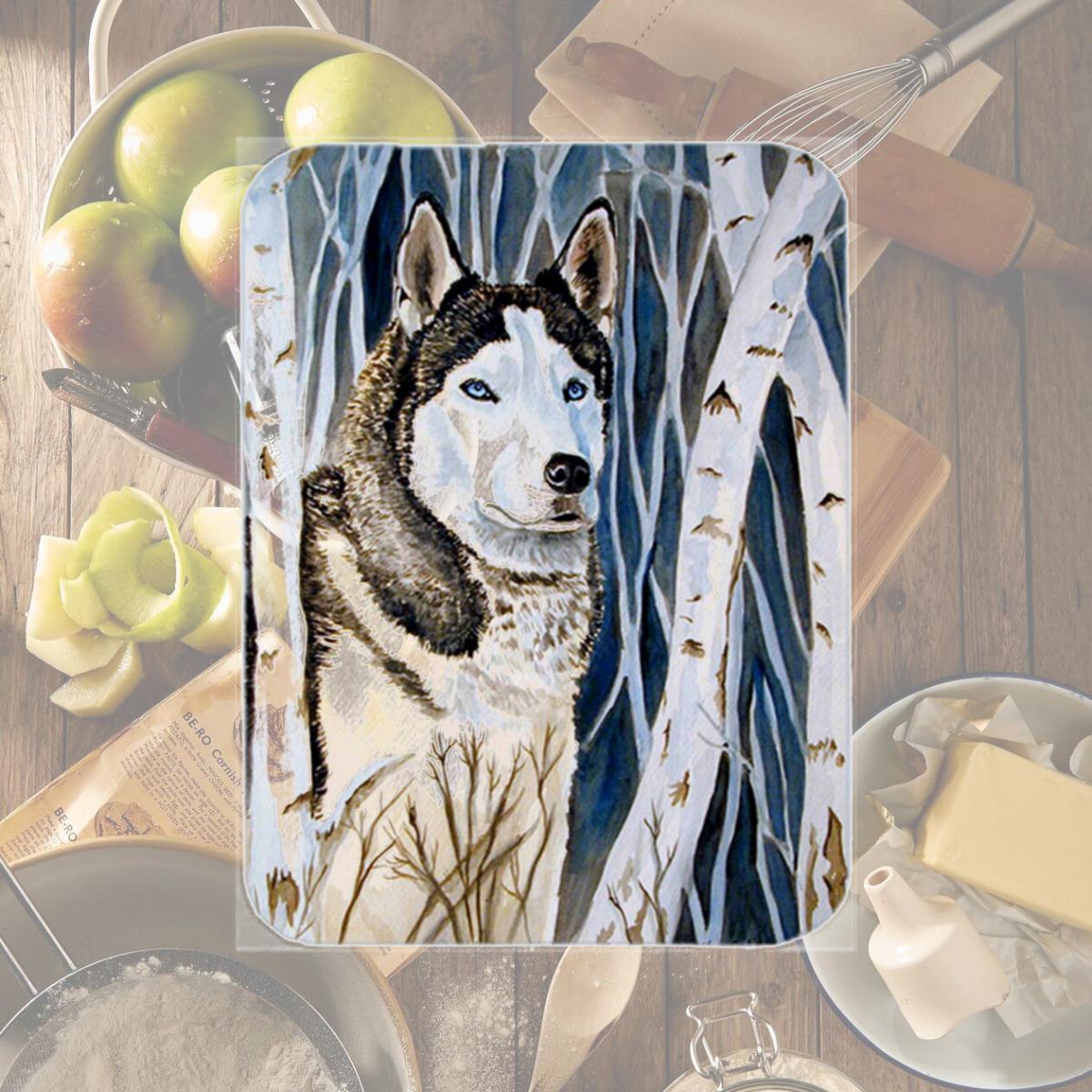 Picture of Carolines Treasures 7137LCB Siberian Husky Glass Cutting Board - Large- 15 x 12 in.