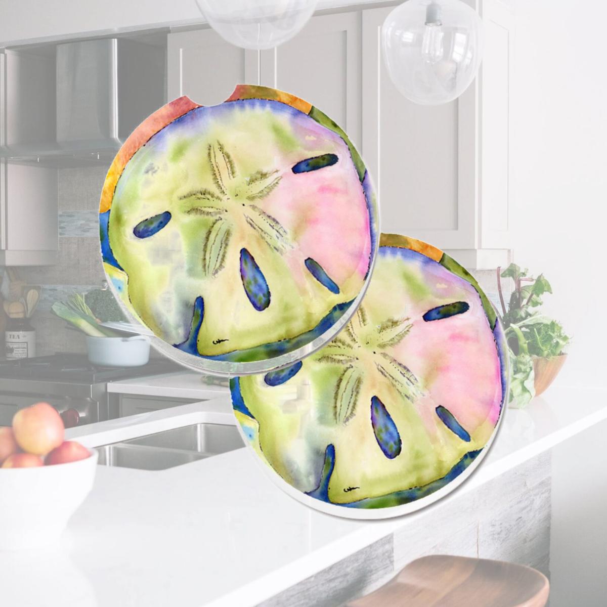 Picture of Carolines Treasures 8545CARC Sand Dollar Set of 2 Cup Holder Car Coaster