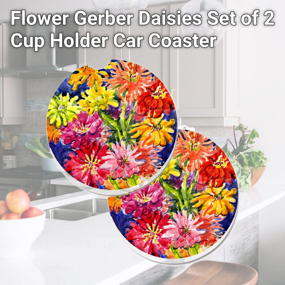 Picture of Carolines Treasures 6069CARC Flower Gerber Daisies Set of 2 Cup Holder Car Coaster