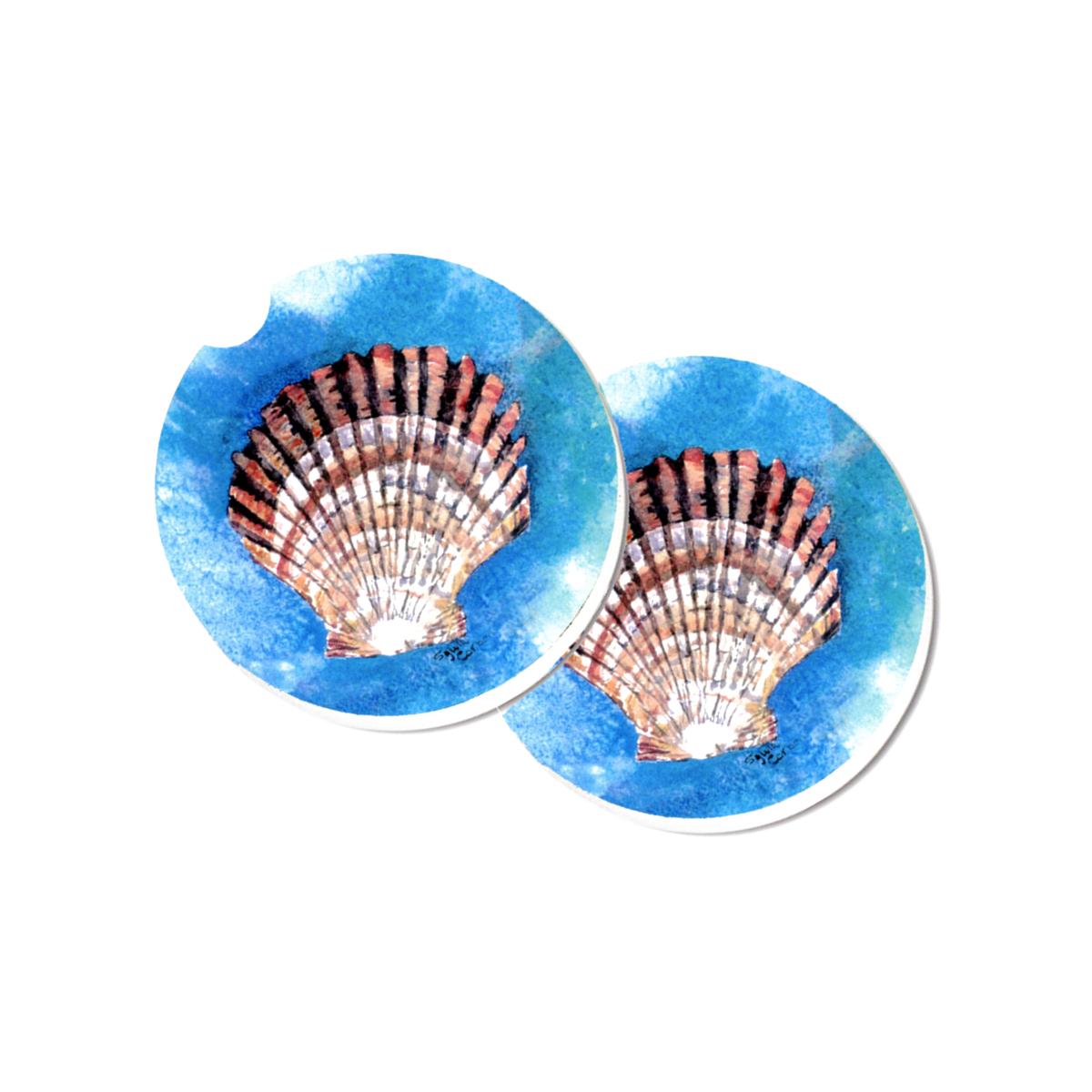 Picture of Carolines Treasures 8008CARC Scallop Sea Shell Set of 2 Cup Holder Car Coaster
