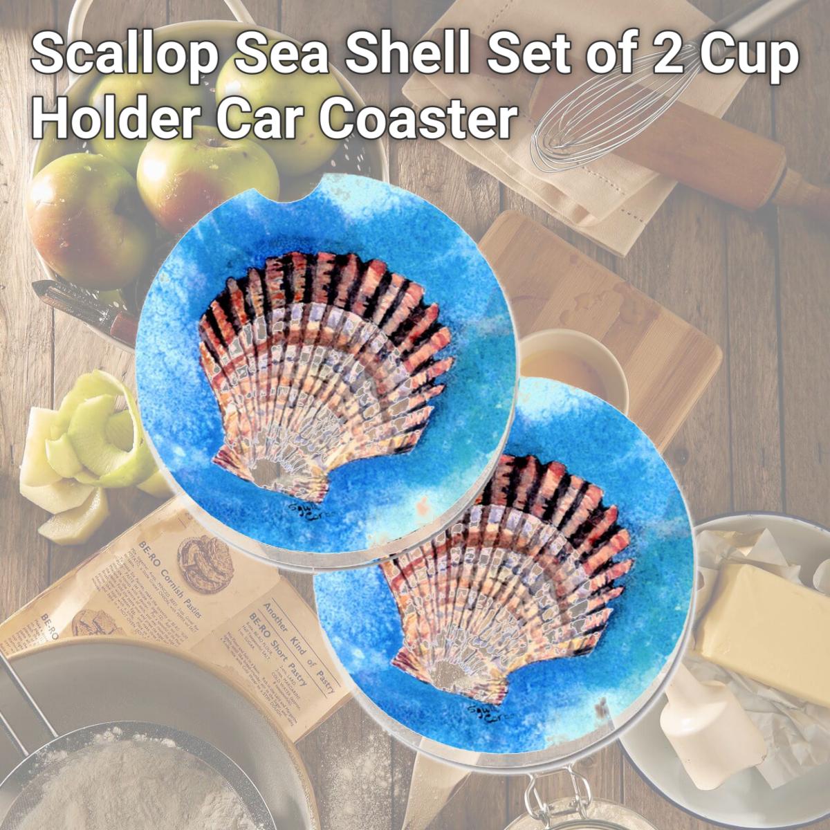 Picture of Carolines Treasures 8008CARC Scallop Sea Shell Set of 2 Cup Holder Car Coaster