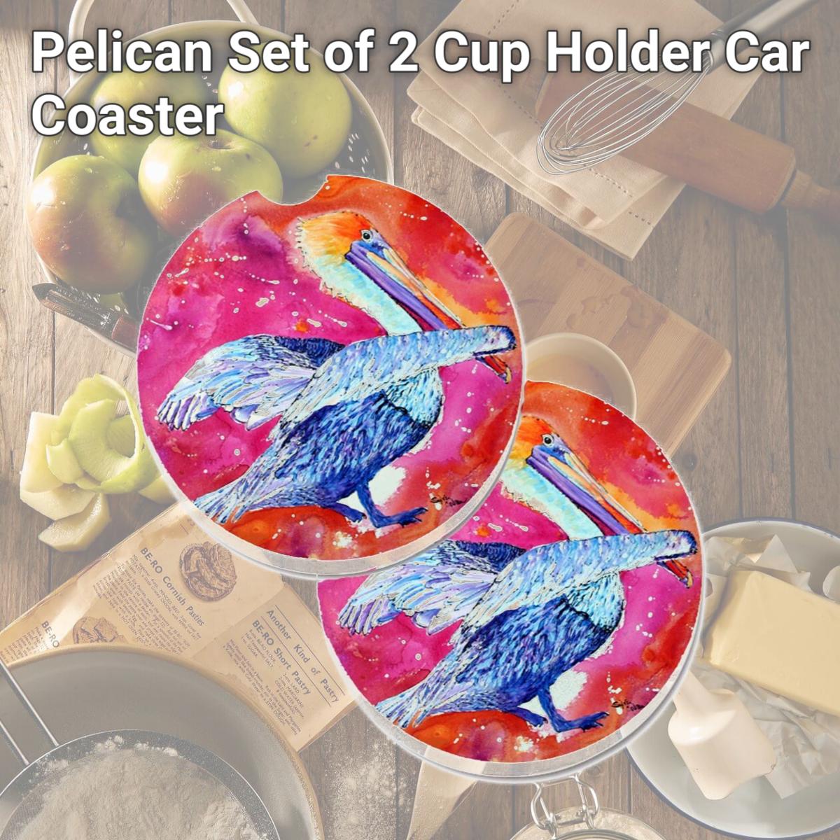 Picture of Carolines Treasures 8360CARC Pelican Set of 2 Cup Holder Car Coaster