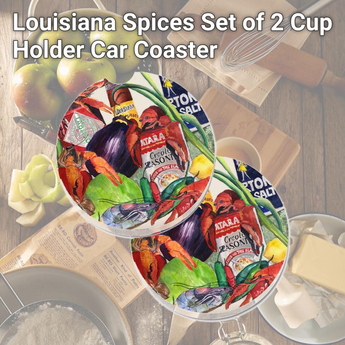 Picture of Carolines Treasures 8540-2CARC Louisiana Spices Set of 2 Cup Holder Car Coaster