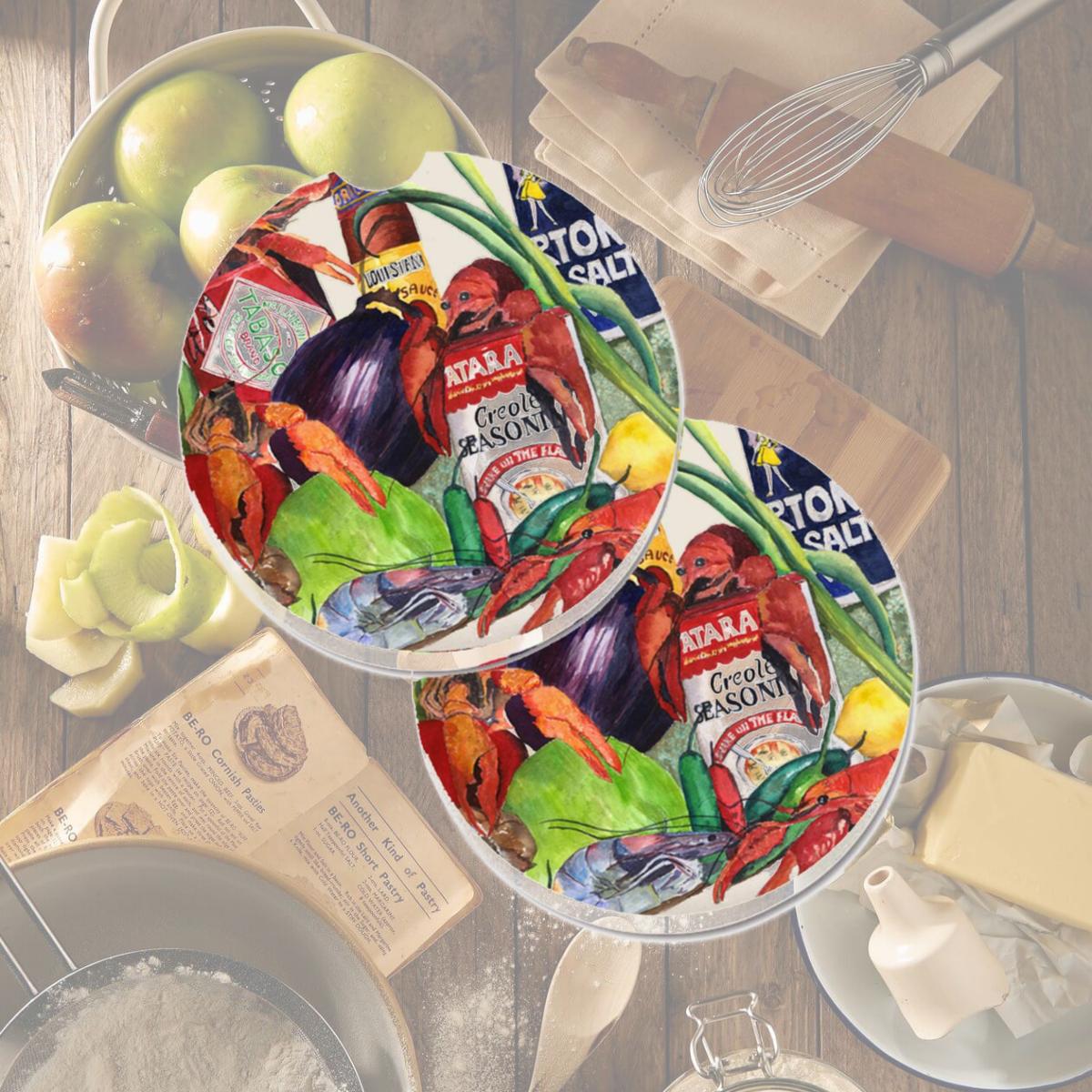 Picture of Carolines Treasures 8540-2CARC Louisiana Spices Set of 2 Cup Holder Car Coaster