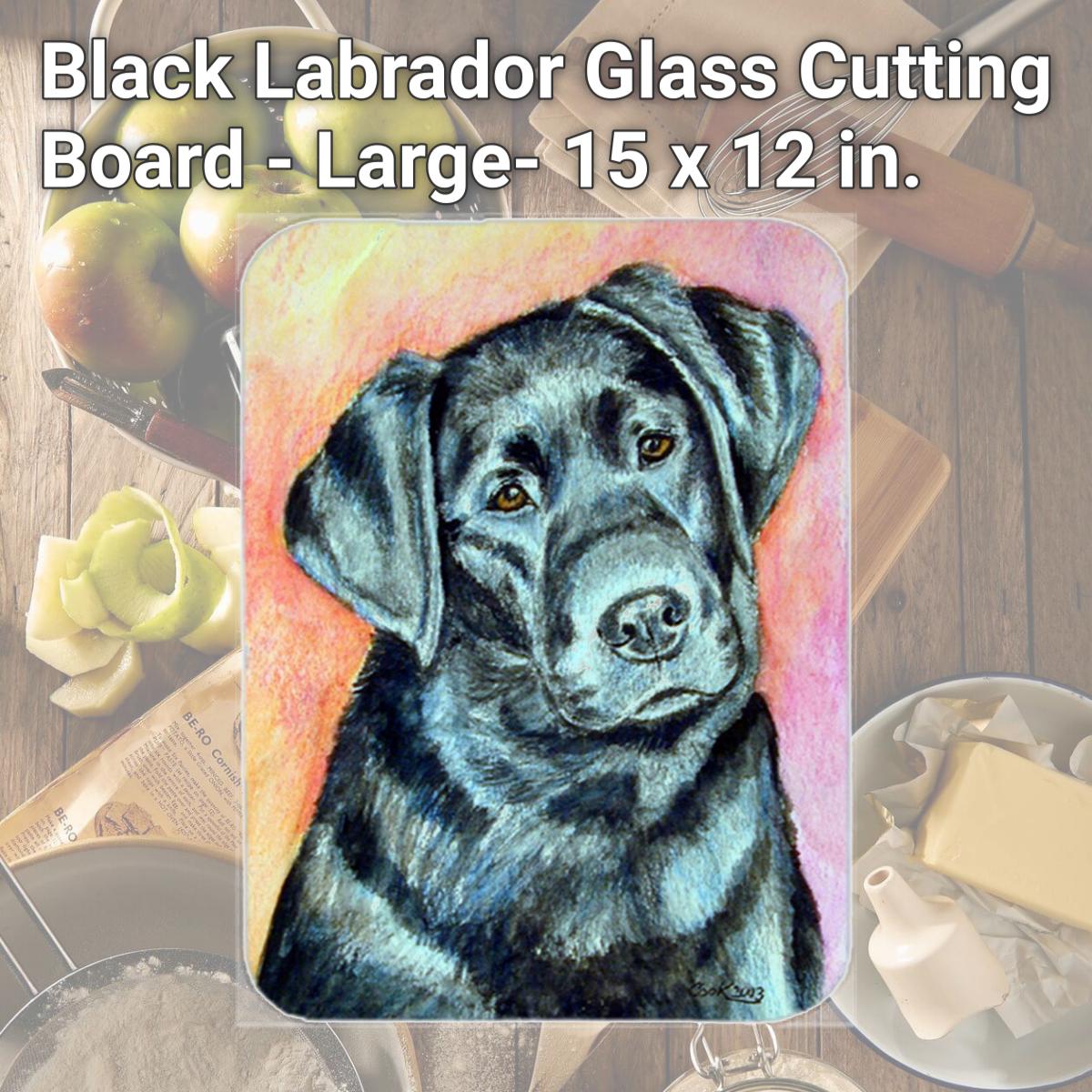 Picture of Carolines Treasures 7177LCB Black Labrador Glass Cutting Board - Large- 15 x 12 in.
