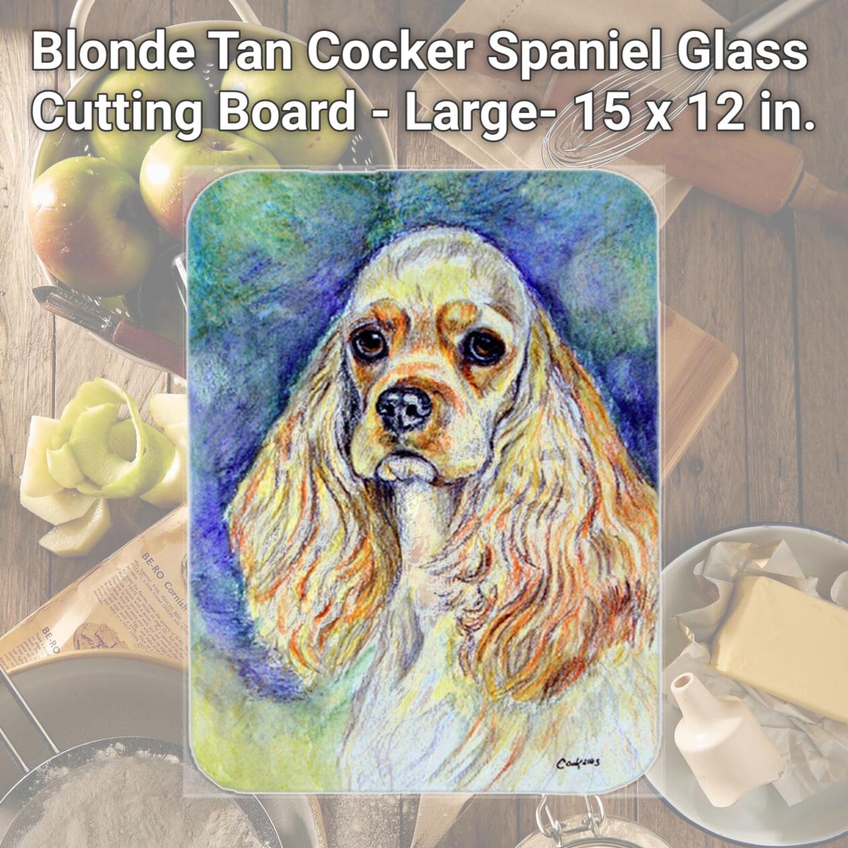 Picture of Carolines Treasures 7178LCB Blonde Tan Cocker Spaniel Glass Cutting Board - Large- 15 x 12 in.