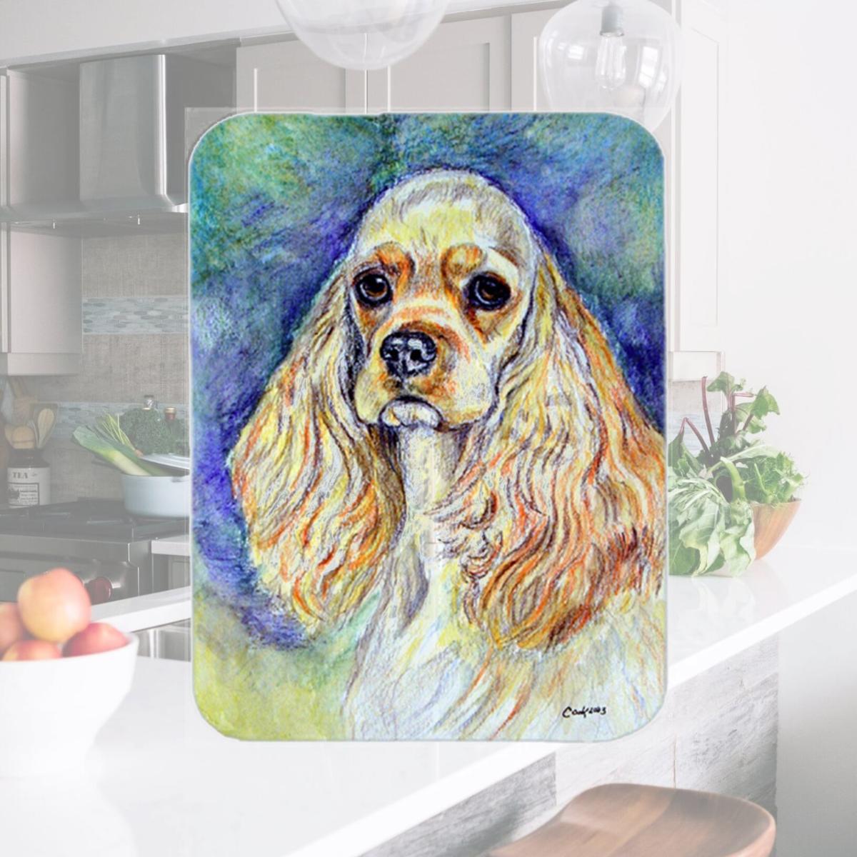 Picture of Carolines Treasures 7178LCB Blonde Tan Cocker Spaniel Glass Cutting Board - Large- 15 x 12 in.