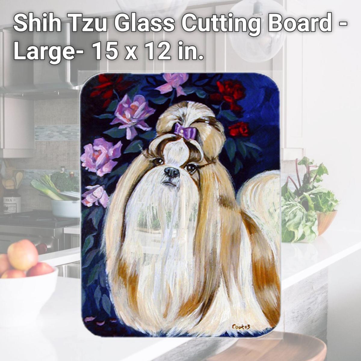 Picture of Carolines Treasures 7180LCB Shih Tzu Glass Cutting Board - Large- 15 x 12 in.
