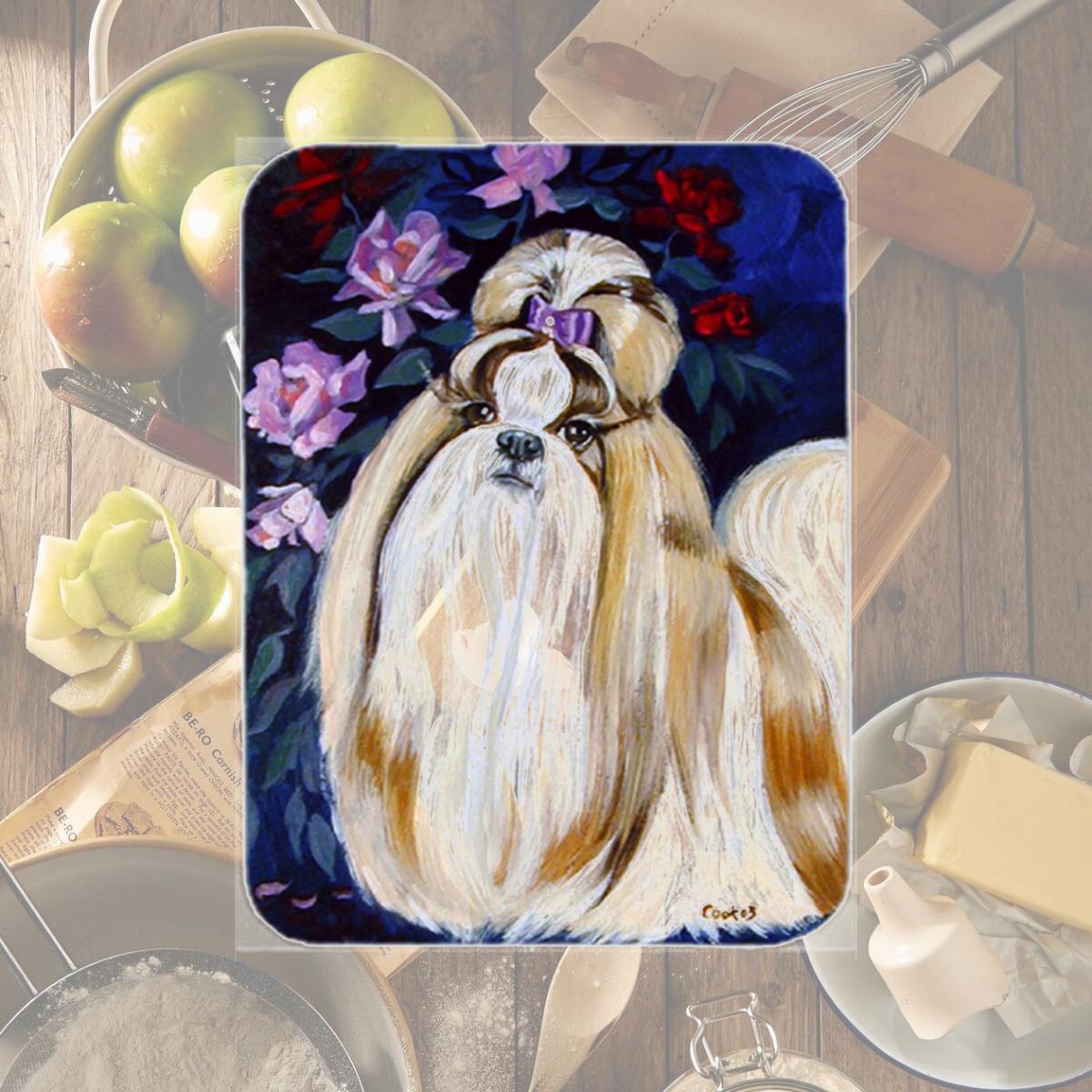 Picture of Carolines Treasures 7180LCB Shih Tzu Glass Cutting Board - Large- 15 x 12 in.