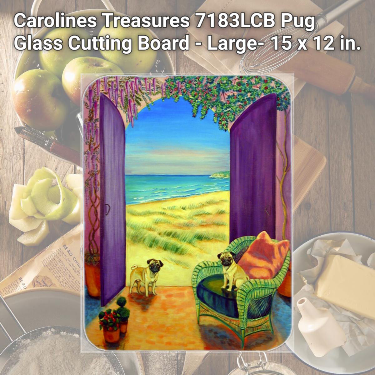 Picture of Carolines Treasures 7183LCB Pug Glass Cutting Board - Large- 15 x 12 in.