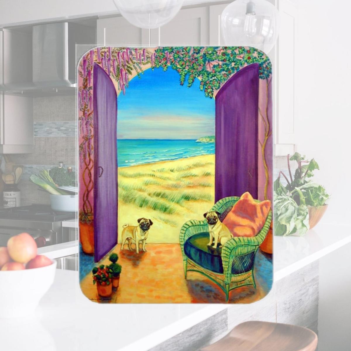 Picture of Carolines Treasures 7183LCB Pug Glass Cutting Board - Large- 15 x 12 in.