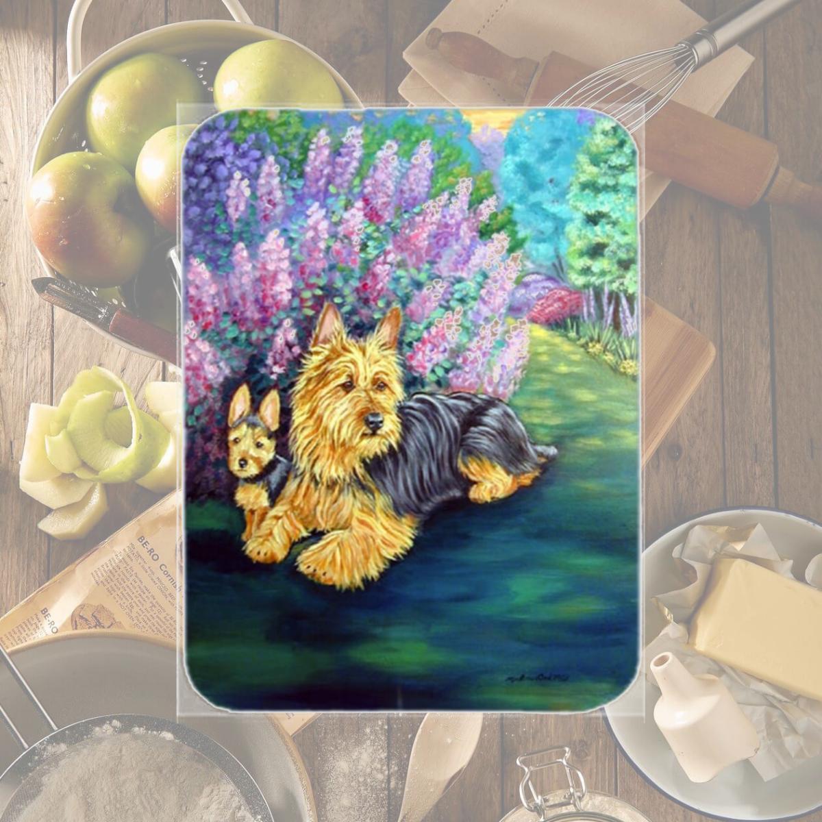 Picture of Carolines Treasures 7209LCB Australian Terrier Glass Cutting Board - Large- 15 x 12 in.