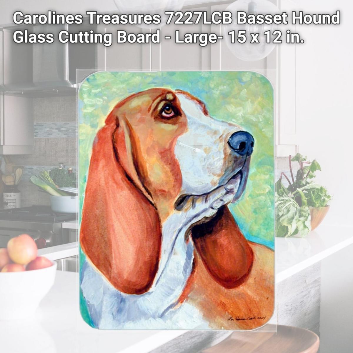 Picture of Carolines Treasures 7227LCB Basset Hound Glass Cutting Board - Large- 15 x 12 in.
