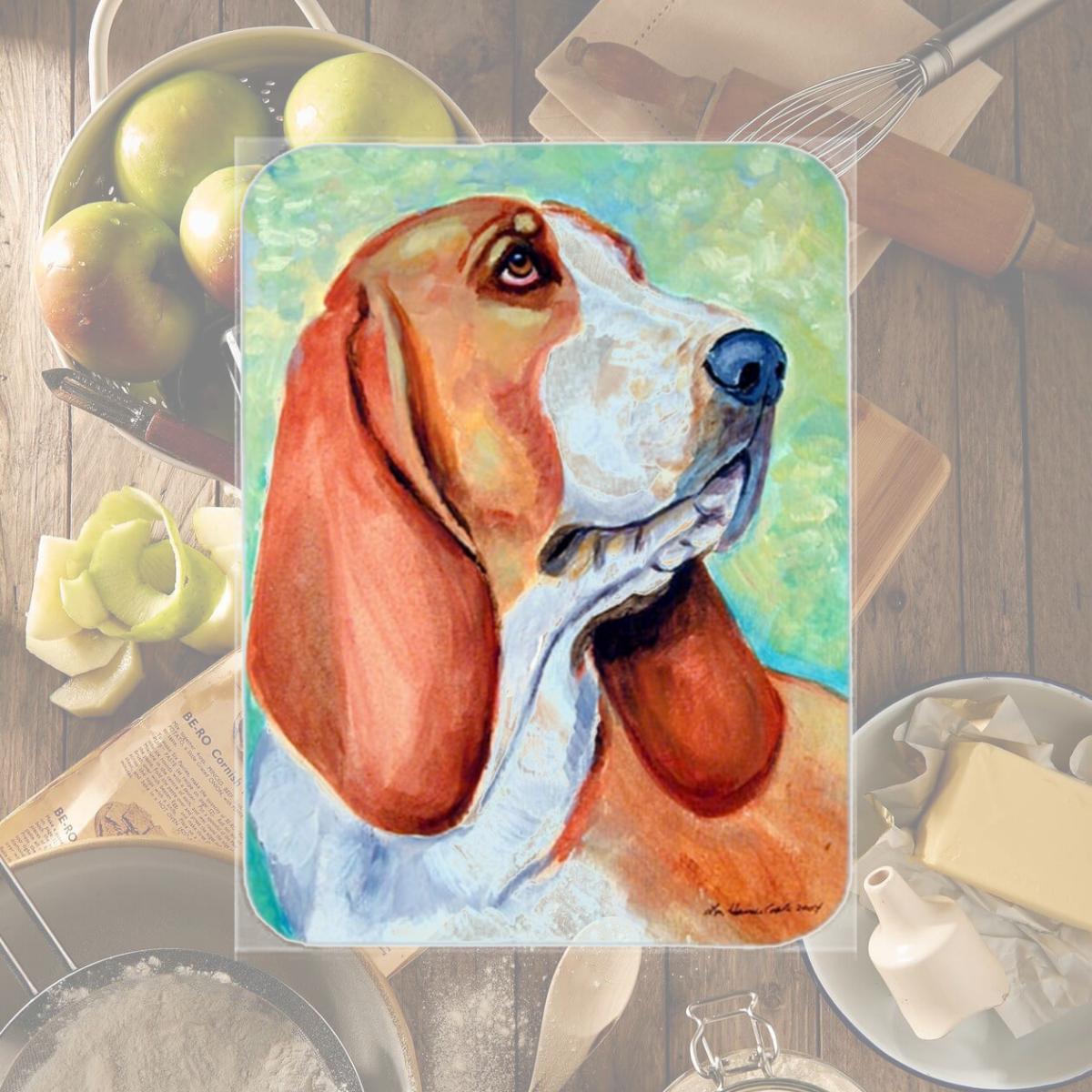 Picture of Carolines Treasures 7227LCB Basset Hound Glass Cutting Board - Large- 15 x 12 in.