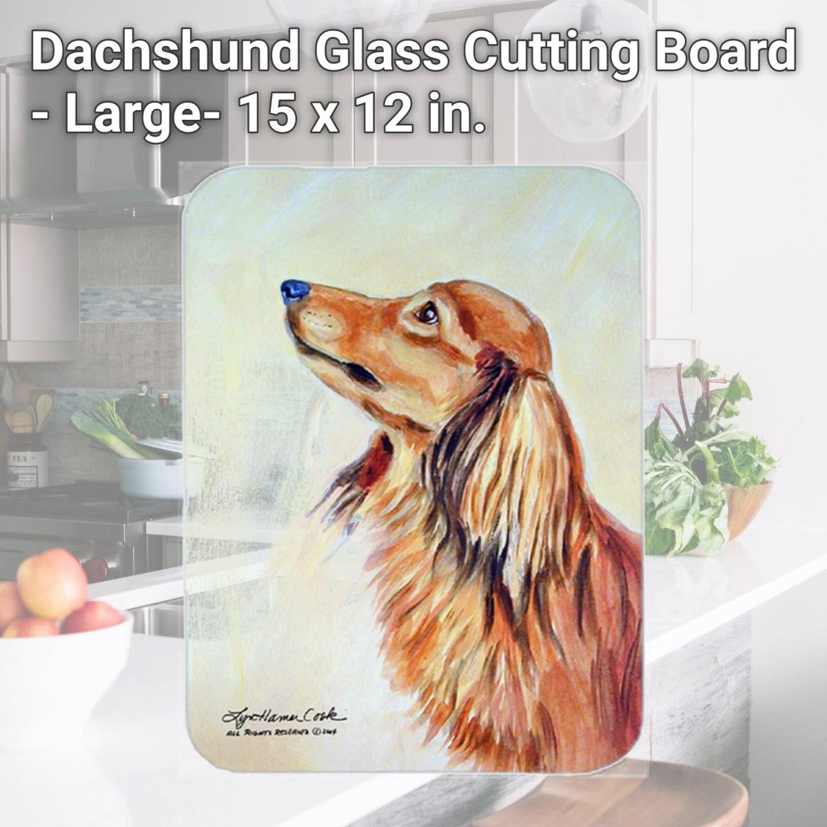 Picture of Carolines Treasures 7240LCB Dachshund Glass Cutting Board - Large- 15 x 12 in.
