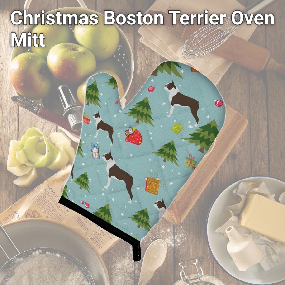 Picture of Carolines Treasures BB4868OVMT Christmas Boston Terrier Oven Mitt