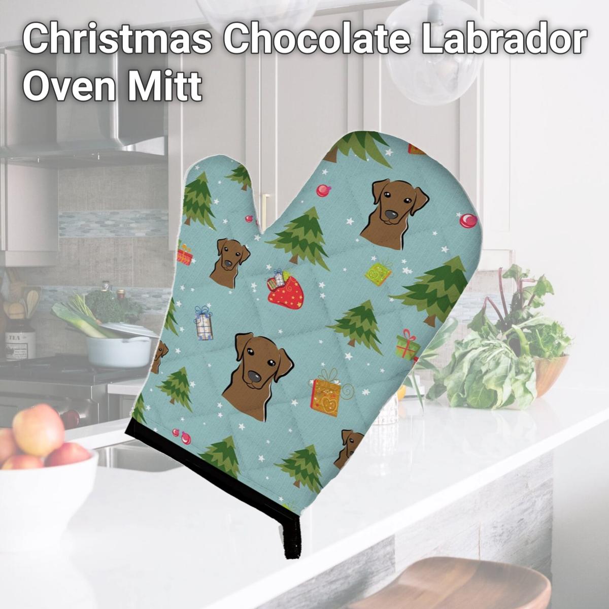 Picture of Carolines Treasures BB5023OVMT Christmas Chocolate Labrador Oven Mitt