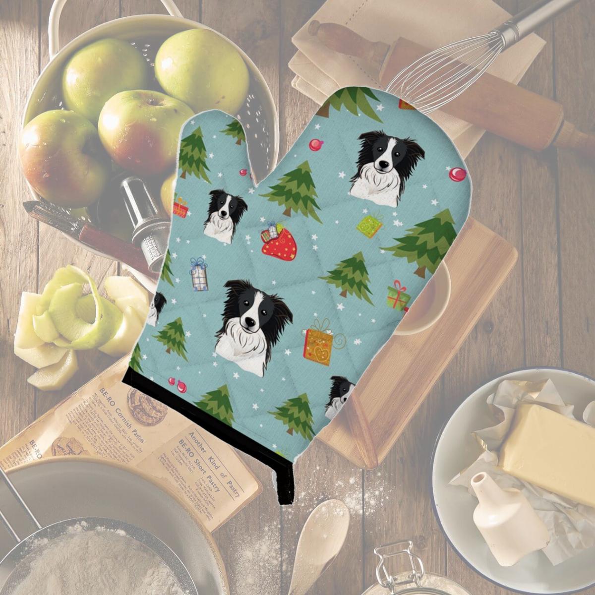 Picture of Carolines Treasures BB5030OVMT Christmas Border Collie Oven Mitt