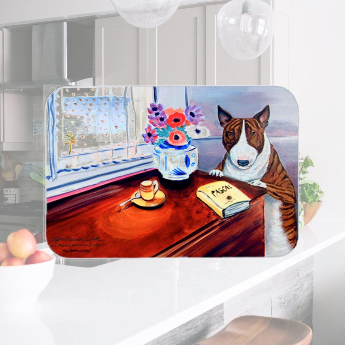 Picture of Carolines Treasures 7249LCB Bull Terrier Glass Cutting Board - Large- 15 x 12 in.