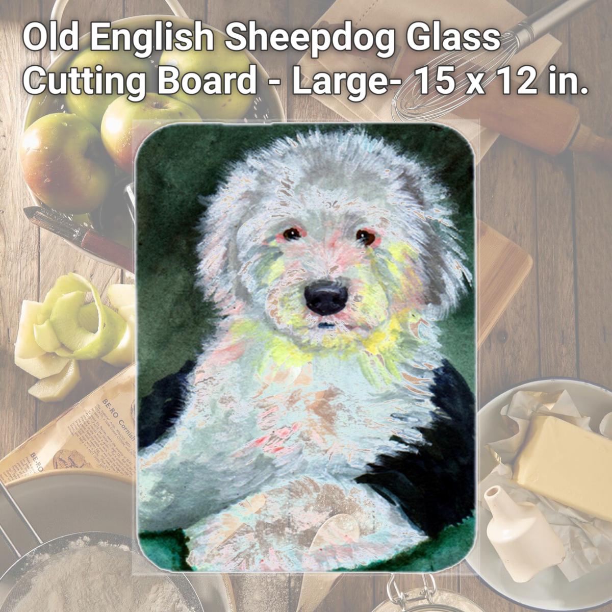 Picture of Carolines Treasures 7252LCB Old English Sheepdog Glass Cutting Board - Large- 15 x 12 in.