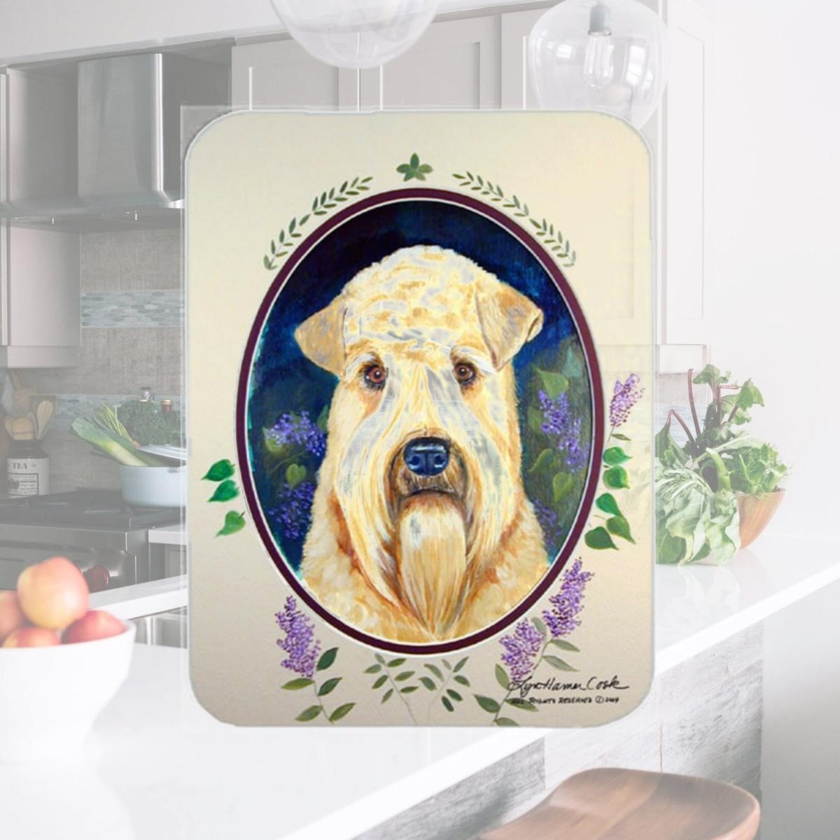 Picture of Carolines Treasures 7254LCB Wheaten Terrier Soft Coated Glass Cutting Board - Large- 15 x 12 in.