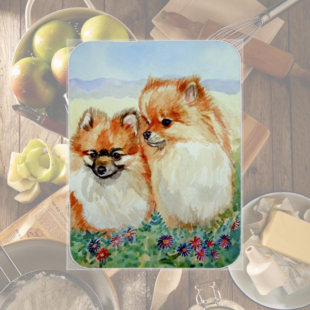Picture of Carolines Treasures 7262LCB Pomeranian Glass Cutting Board - Large- 15 x 12 in.