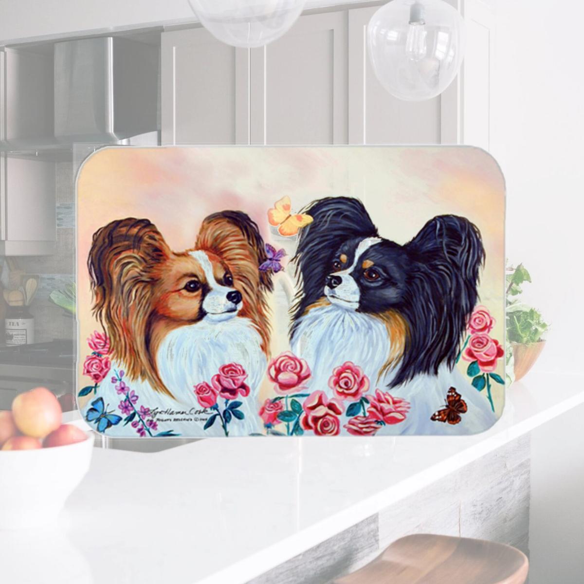 Picture of Carolines Treasures 7272LCB Papillon Glass Cutting Board - Large- 15 x 12 in.
