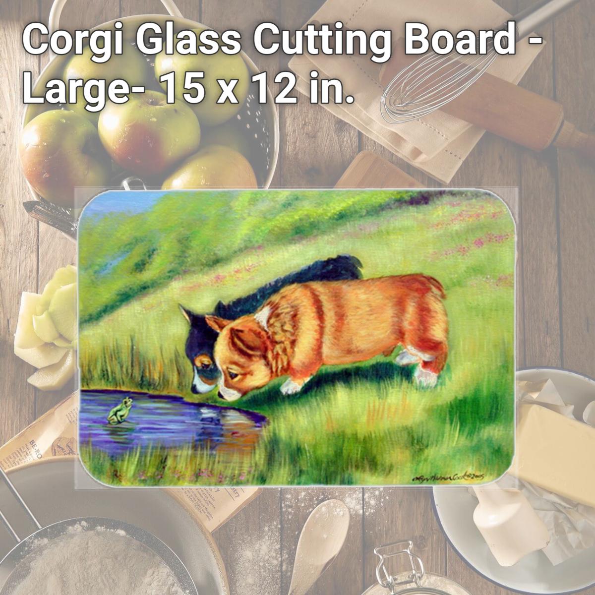 Picture of Carolines Treasures 7292LCB Corgi Glass Cutting Board - Large- 15 x 12 in.