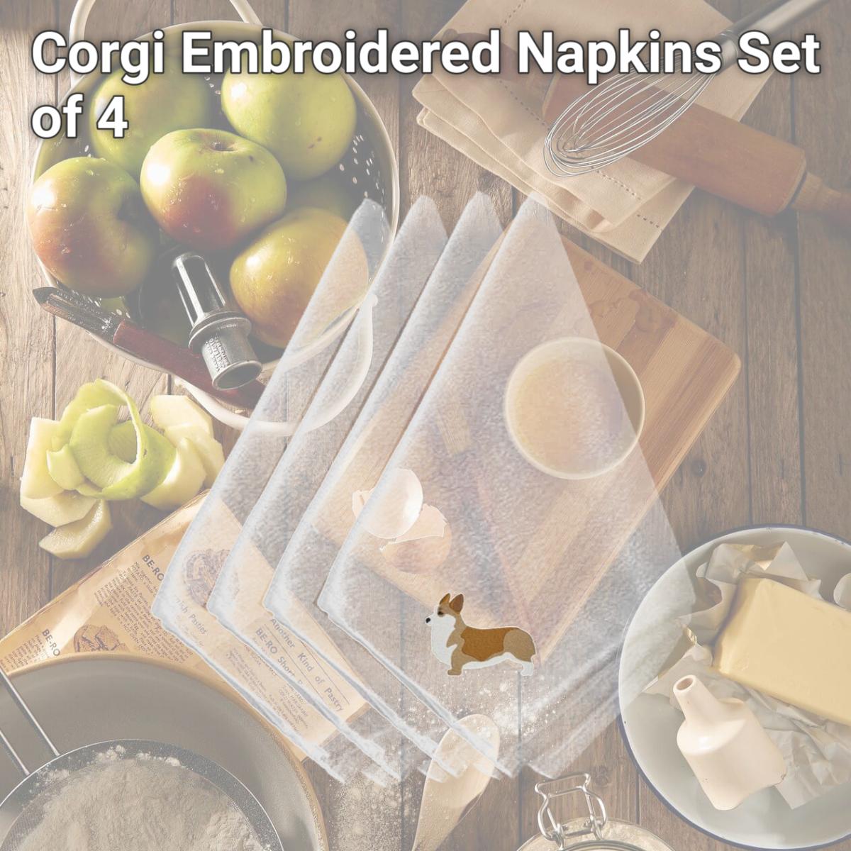 Picture of Carolines Treasures BB3420NPKE Corgi Embroidered Napkins, Set of 4