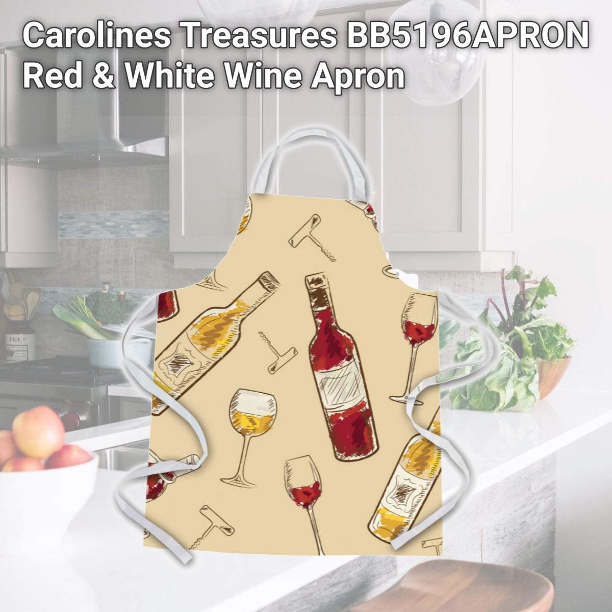Picture of Carolines Treasures BB5196APRON Red & White Wine Apron