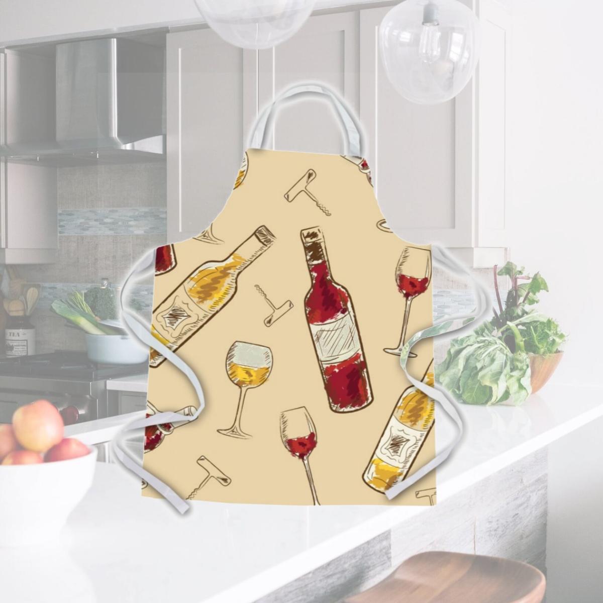 Picture of Carolines Treasures BB5196APRON Red & White Wine Apron