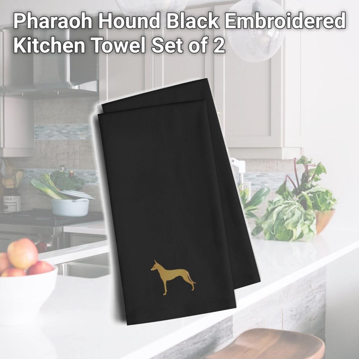 Picture of Carolines Treasures BB3388BKTWE Pharaoh Hound Black Embroidered Kitchen Towel, Set of 2