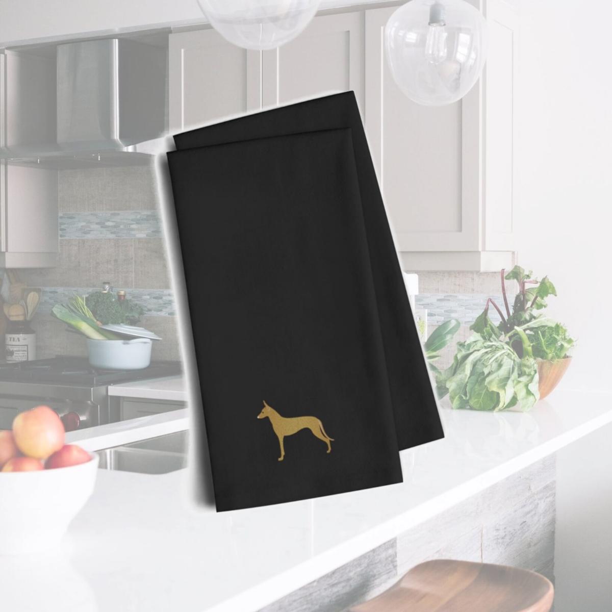 Picture of Carolines Treasures BB3388BKTWE Pharaoh Hound Black Embroidered Kitchen Towel, Set of 2
