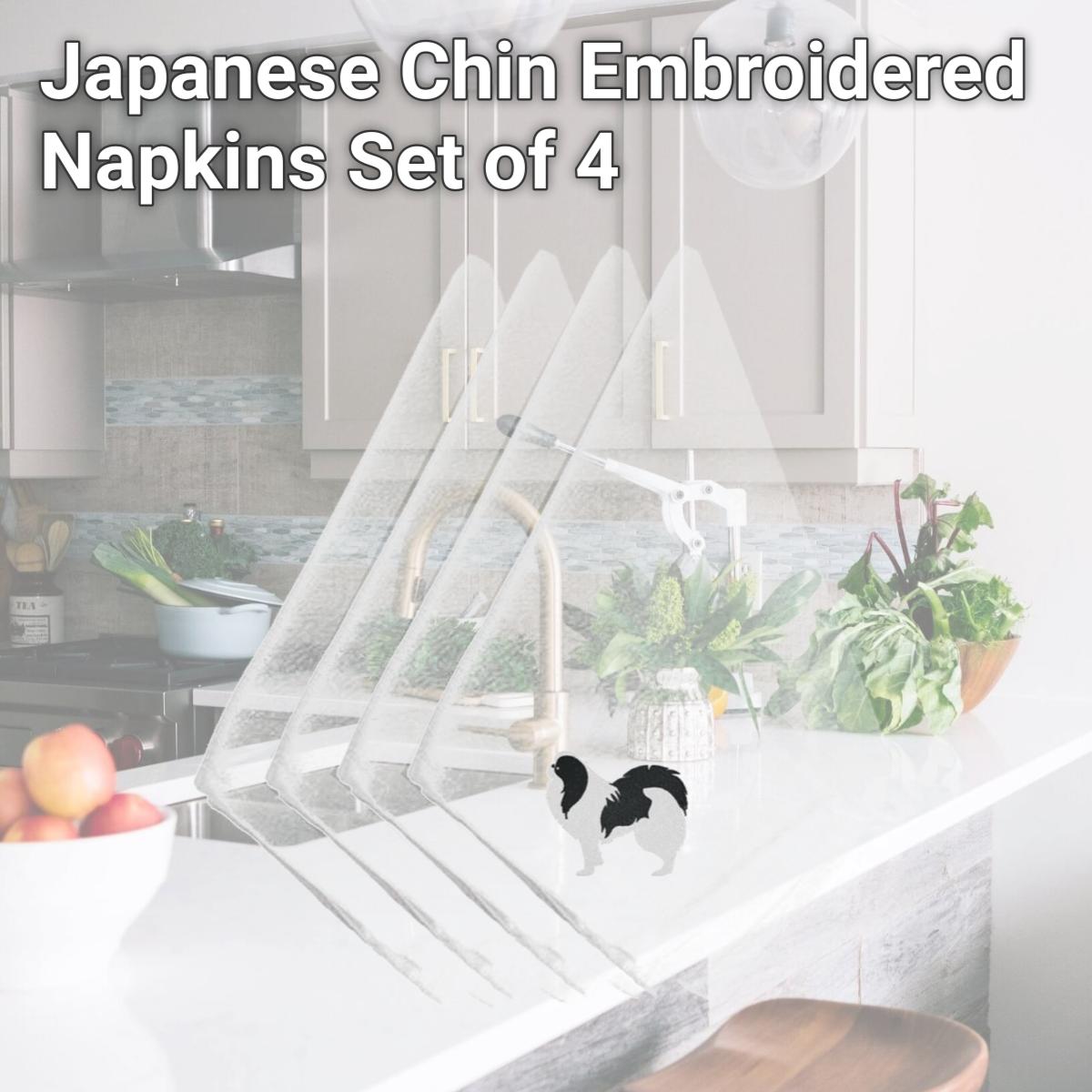 Picture of Carolines Treasures BB3437NPKE Japanese Chin Embroidered Napkins, Set of 4