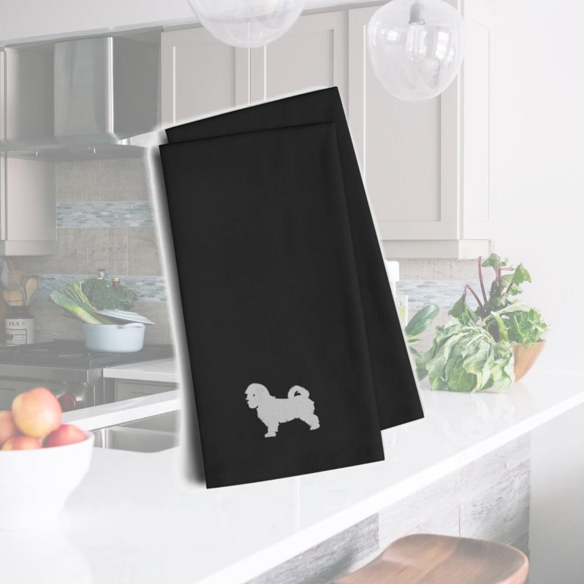 Picture of Carolines Treasures BB3436BKTWE Maltese Black Embroidered Kitchen Towel, Set of 2