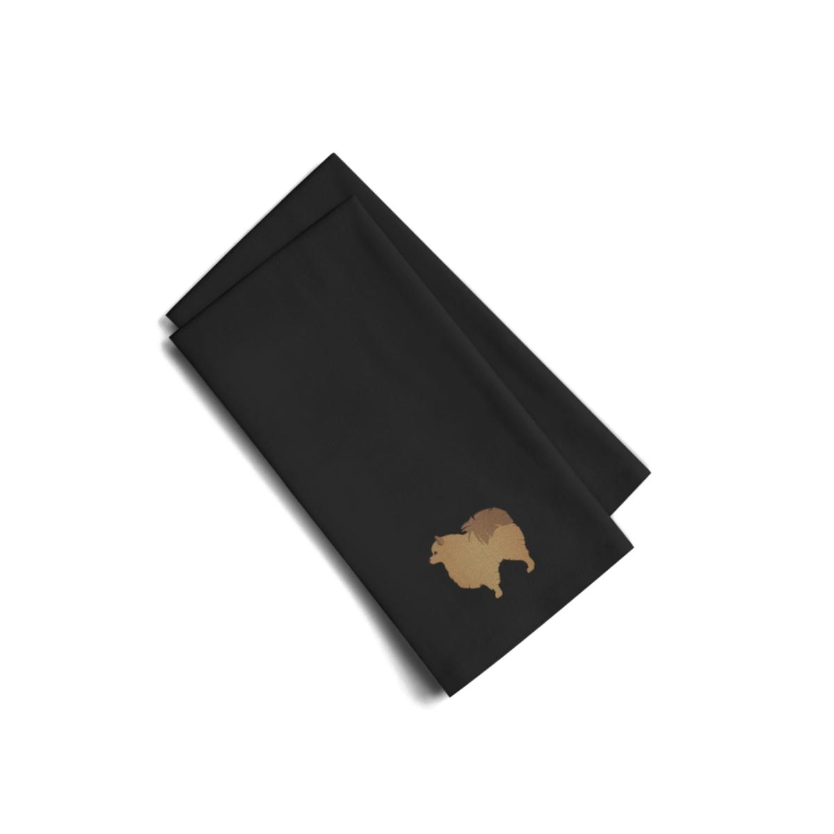 Picture of Carolines Treasures BB3442BKTWE Pomeranian Black Embroidered Kitchen Towel, Set of 2