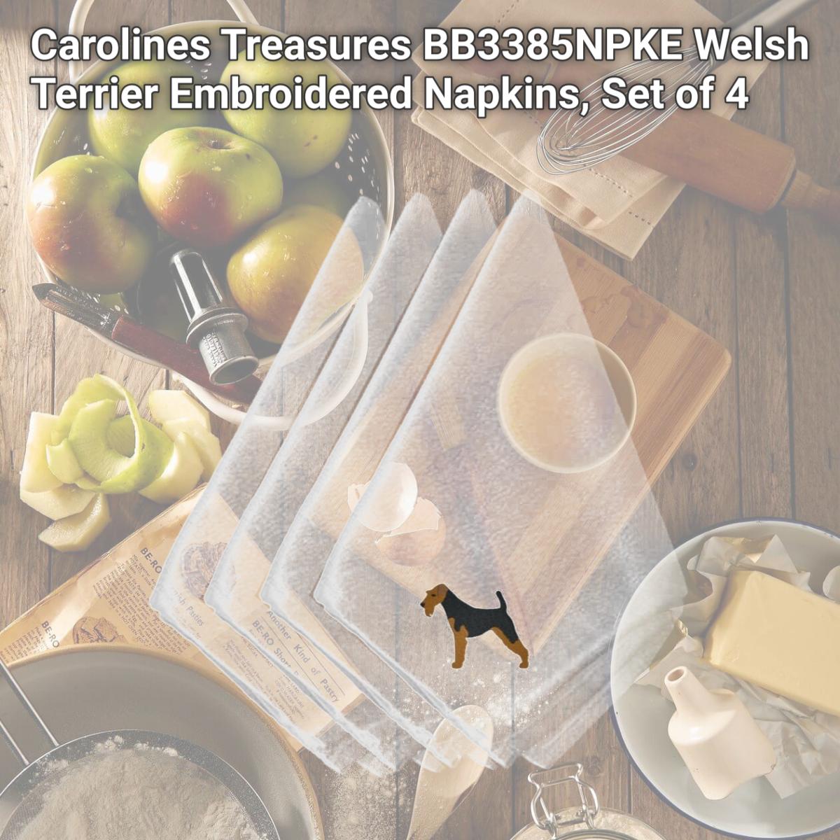 Picture of Carolines Treasures BB3385NPKE Welsh Terrier Embroidered Napkins, Set of 4