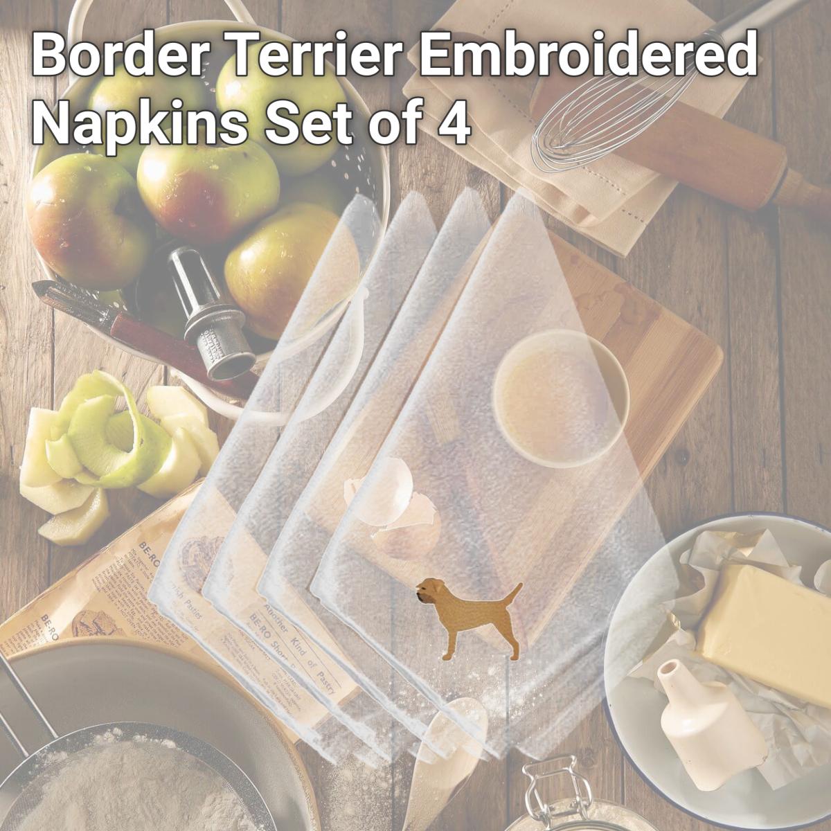 Picture of Carolines Treasures BB3389NPKE Border Terrier Embroidered Napkins, Set of 4