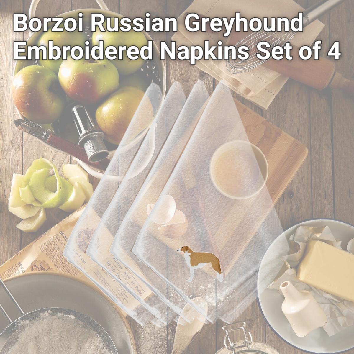 Picture of Carolines Treasures BB3399NPKE Borzoi Russian Greyhound Embroidered Napkins, Set of 4