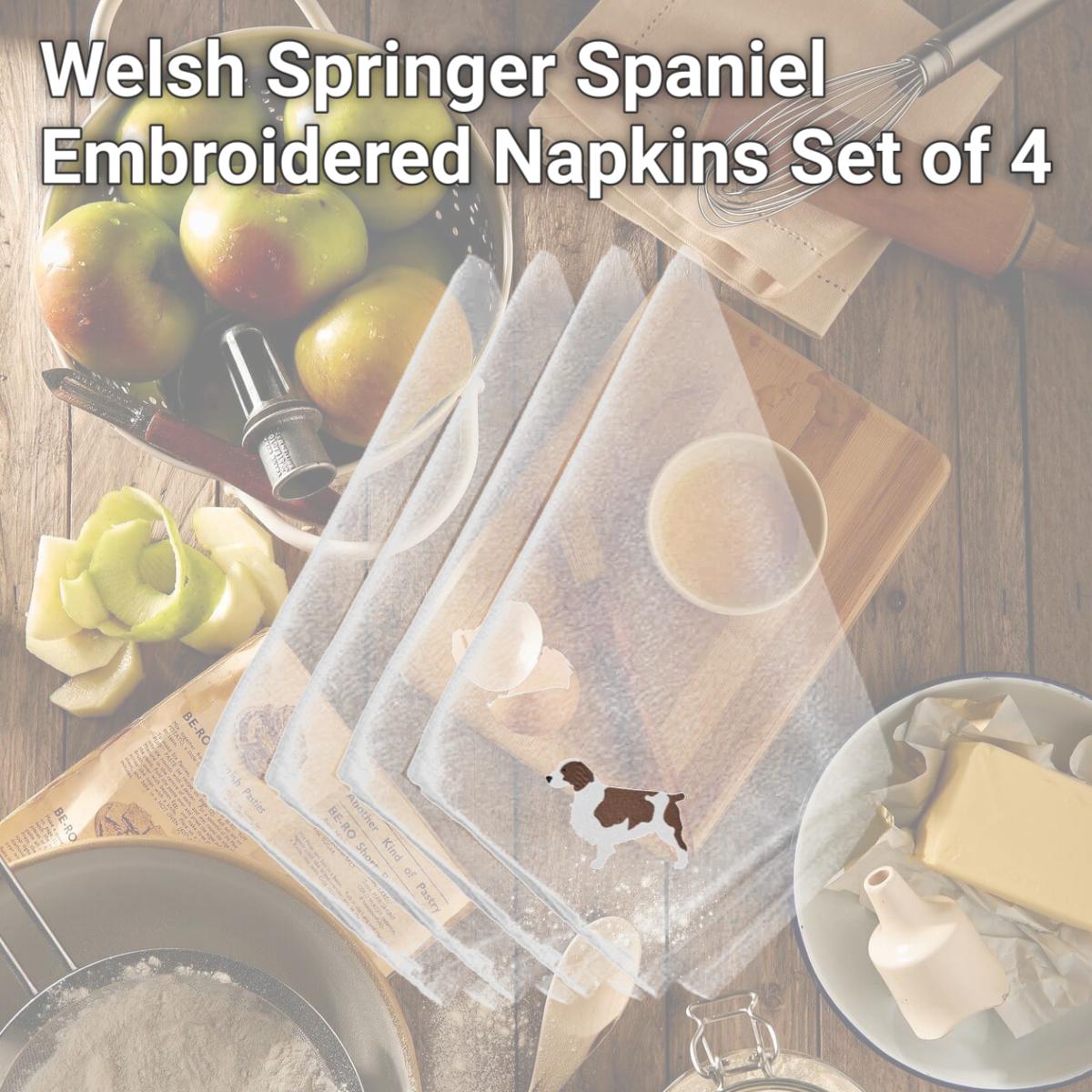Picture of Carolines Treasures BB3400NPKE Welsh Springer Spaniel Embroidered Napkins, Set of 4