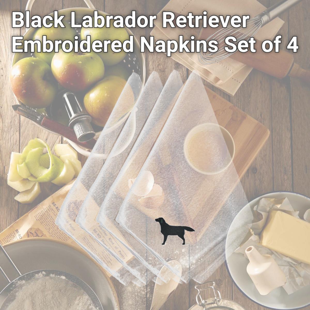 Picture of Carolines Treasures BB3408NPKE Black Labrador Retriever Embroidered Napkins, Set of 4