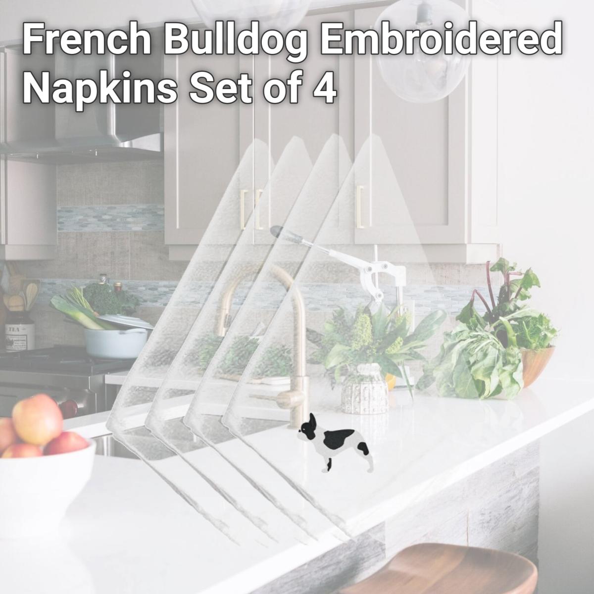 Picture of Carolines Treasures BB3441NPKE French Bulldog Embroidered Napkins, Set of 4