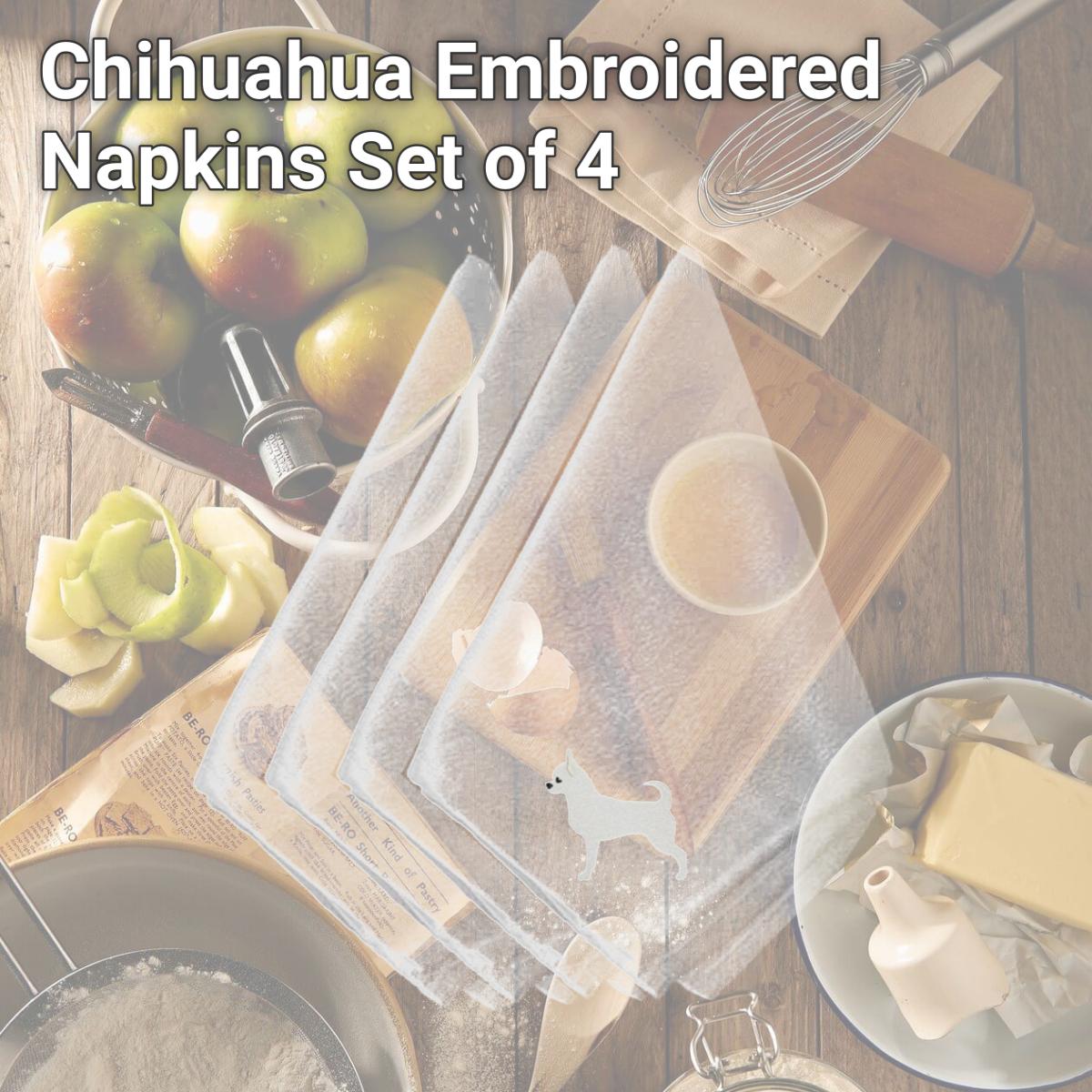 Picture of Carolines Treasures BB3450NPKE Chihuahua Embroidered Napkins, Set of 4
