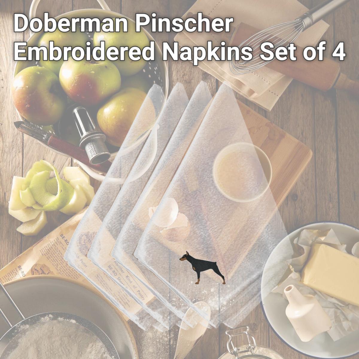Picture of Carolines Treasures BB3460NPKE Doberman Pinscher Embroidered Napkins, Set of 4