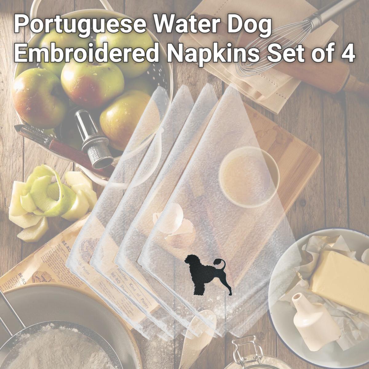 Picture of Carolines Treasures BB3468NPKE Portuguese Water Dog Embroidered Napkins, Set of 4