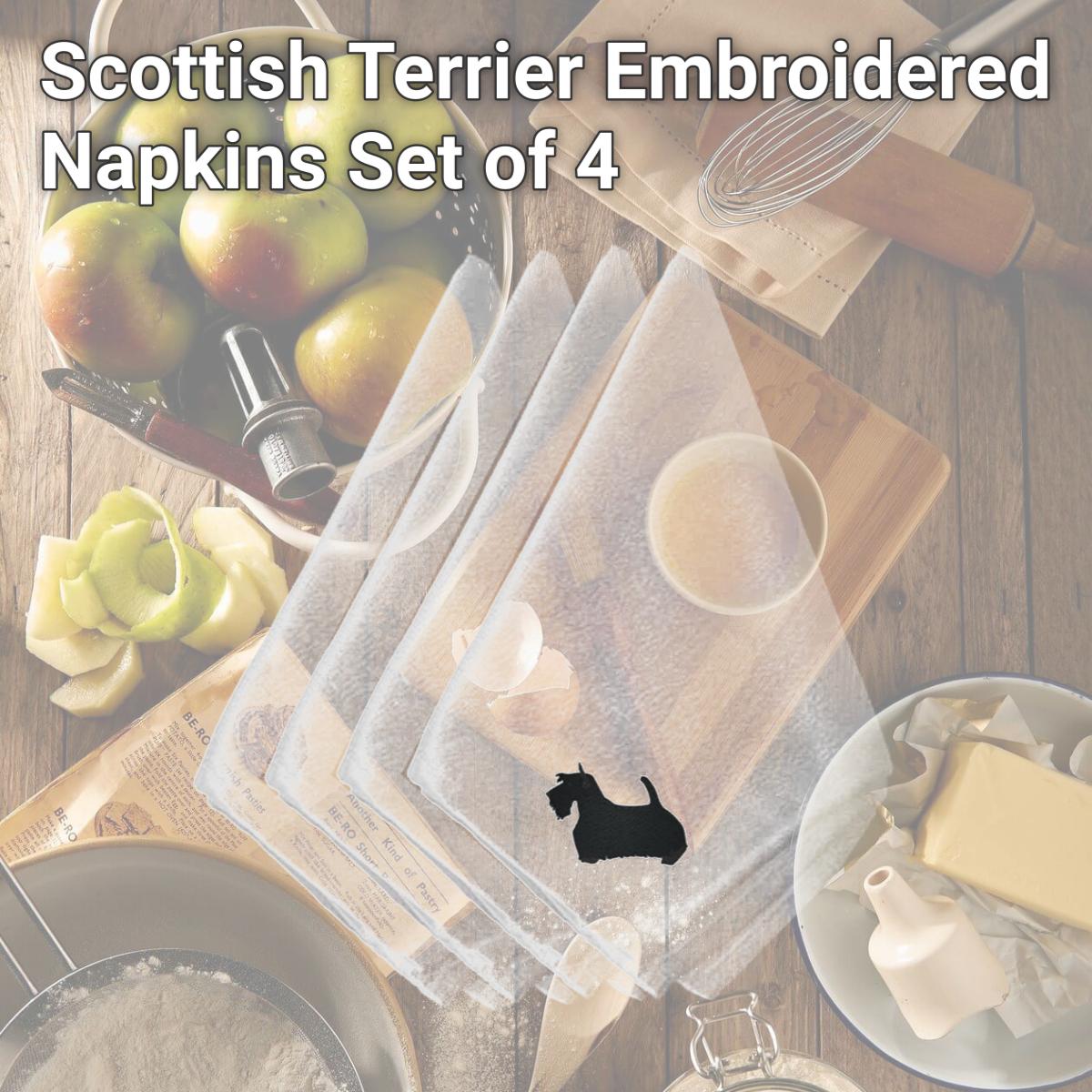 Picture of Carolines Treasures BB3469NPKE Scottish Terrier Embroidered Napkins, Set of 4