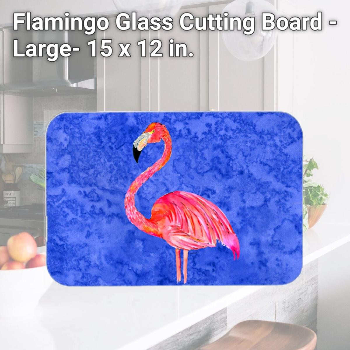 Picture of Carolines Treasures 8685LCB Flamingo Glass Cutting Board - Large- 15 x 12 in.
